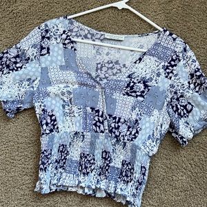 Blue Blouse Crop Top